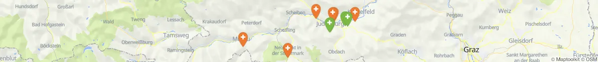 Kartenansicht für Apotheken-Notdienste in der Nähe von Teufenbach-Katsch (Murau, Steiermark)